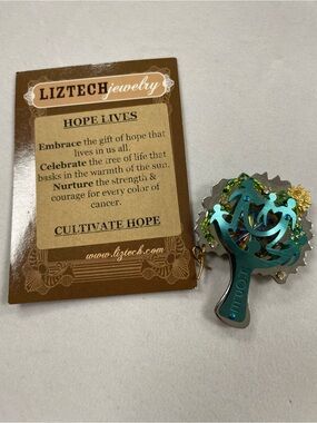 Handcrafted Liztech Hope Lives Tree Brooch / Pin